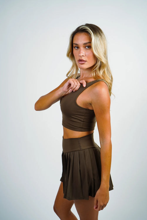Women's Padel Sports Bra - Espresso