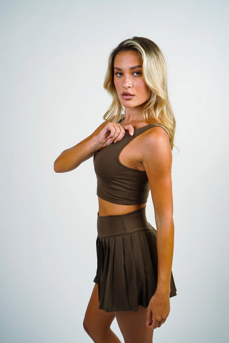 Women's Padel Sports Bra - Espresso