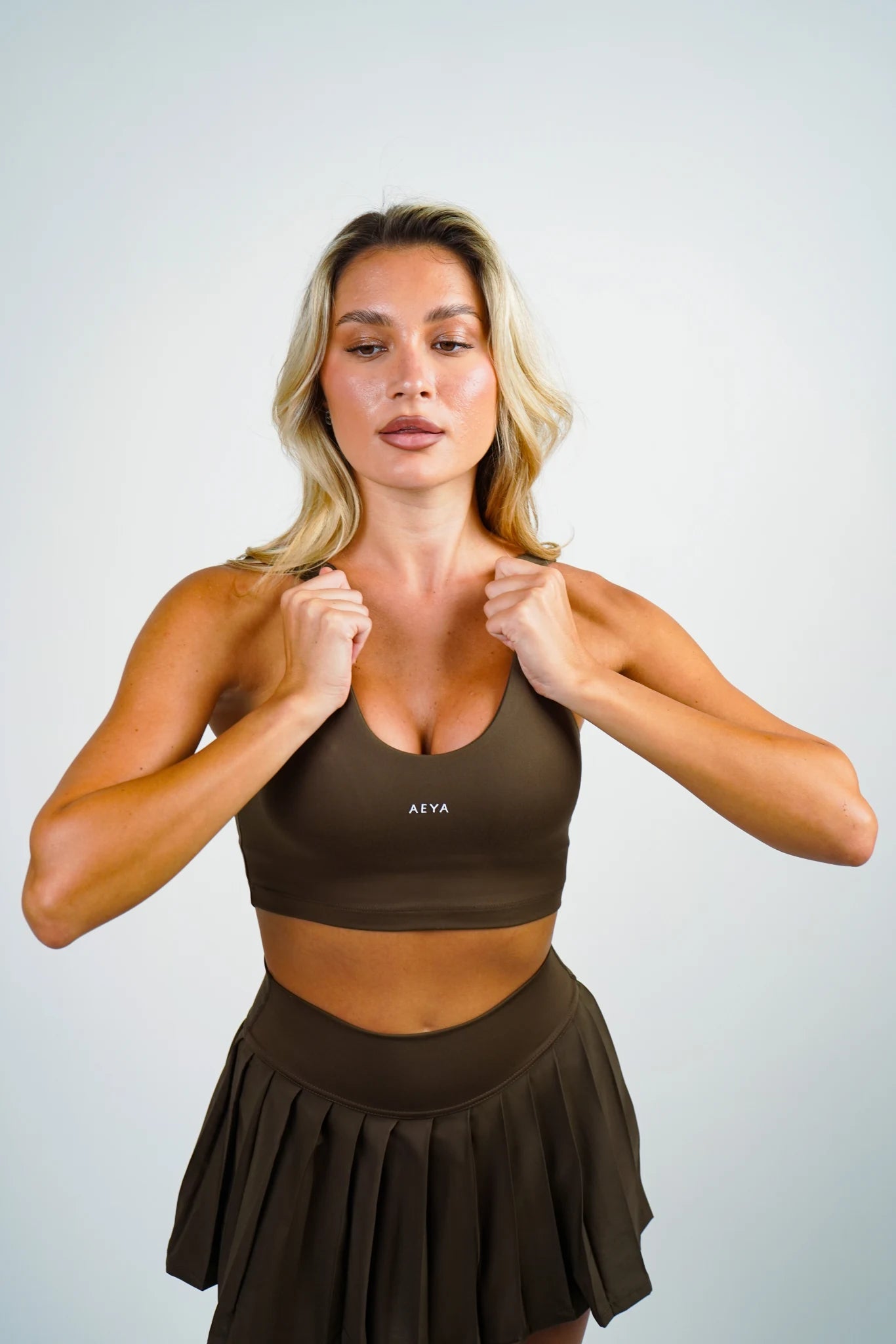 Women's Padel Sports Bra - Espresso
