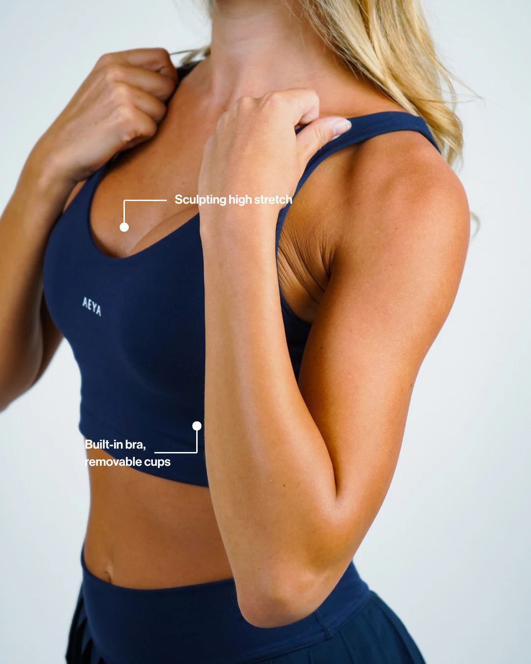 Women's Padel Sports Bra - AEYA Navy